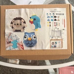 DIY Crochet Bird Kit - Blue and Brown